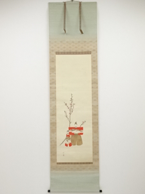 JAPANESE HANGING SCROLL / HAND PAINTED / HINA DOLL